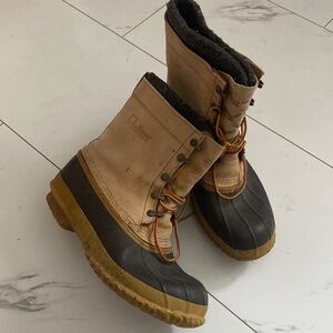 L.L. Bean Duck Hunting Boots SIZE 10 Tan Leather Waterproof Winter Boot